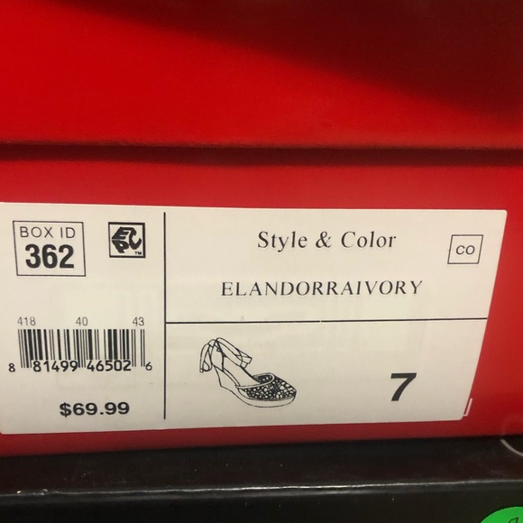 Elle Ivory Wedge Heel Calf Tie Ribbons Size 7 - Picture 5 of 5